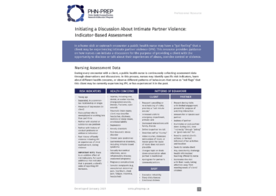 Initiating a Discussion About Intimate Partner Violence: Indicator-Based Assessment