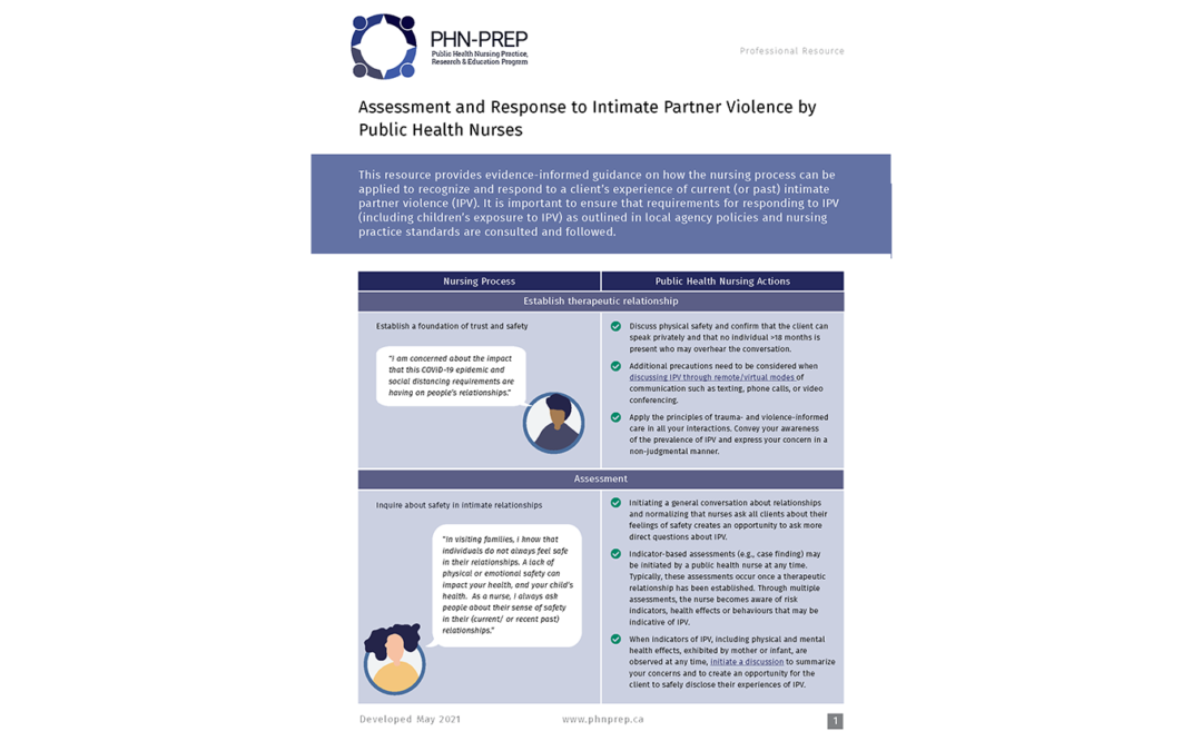 Assessment and Response to Intimate Partner Violence by Public Health Nurses