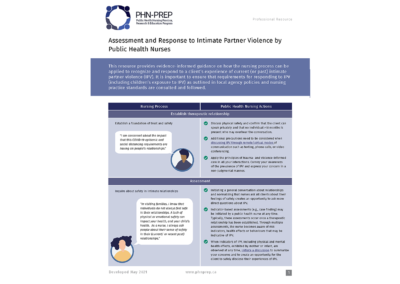 Assessment and Response to Intimate Partner Violence by Public Health Nurses