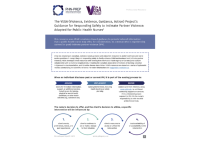 The VEGA (Violence, Evidence, Guidance, Action) Project’s Guidance for Responding Safely to Intimate Partner Violence: Adapted for Public Health Nurses