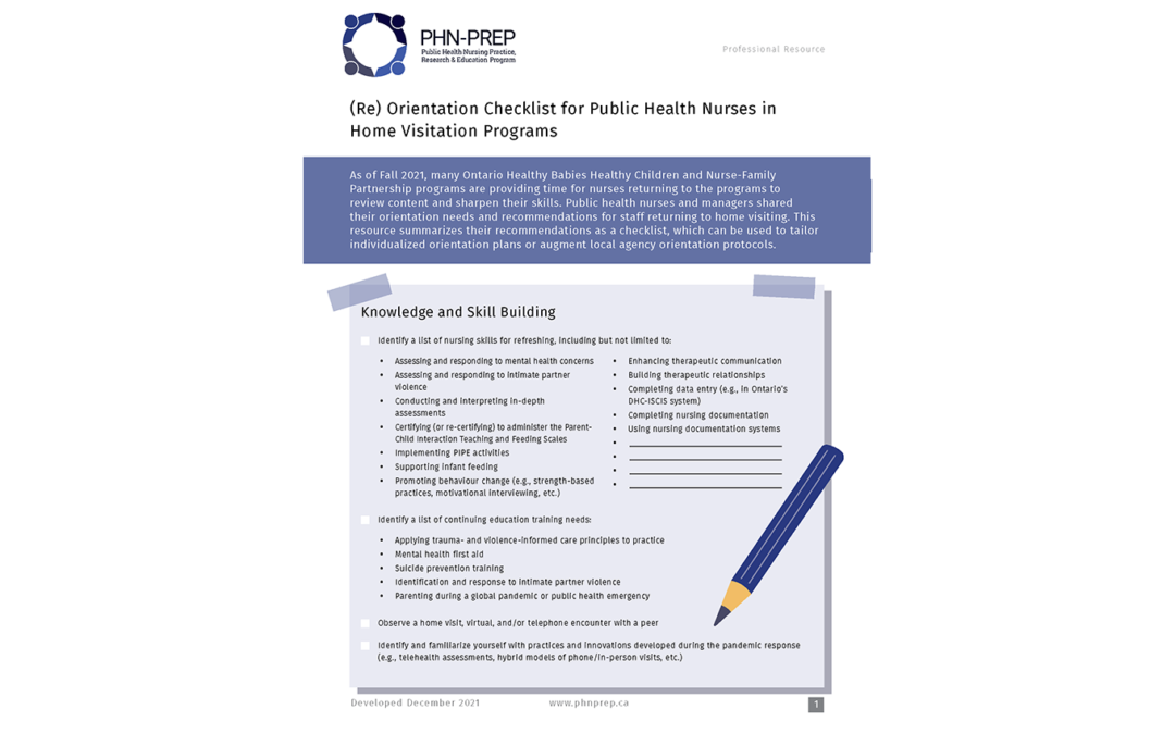 (Re)Orientation checklist for public health nurses in home visitation programs
