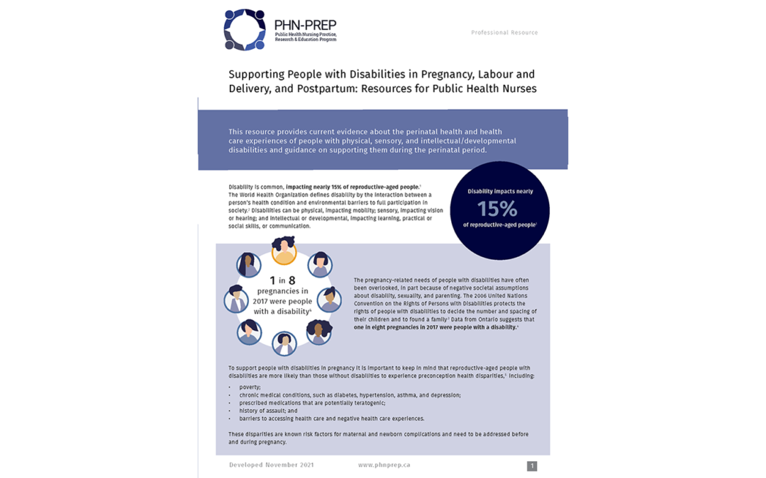Supporting People with Disabilities in Pregnancy, Labour and Delivery, and Postpartum: Resources for Public Health Nurses