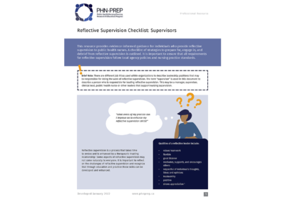 Reflective Supervision Checklist: Supervisors
