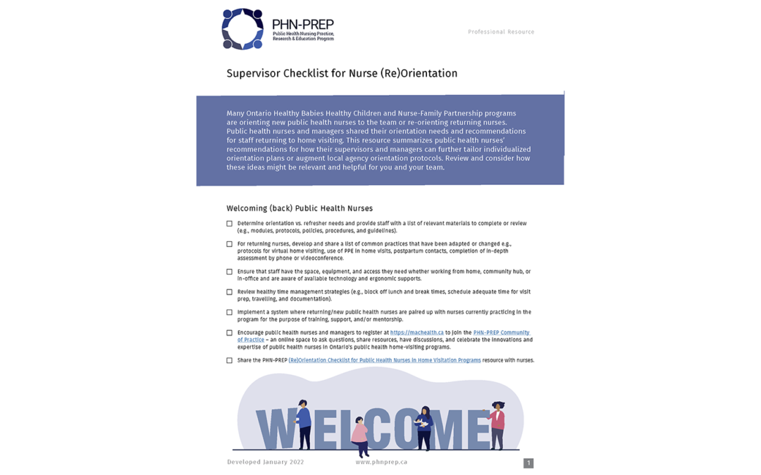 Supervisor Checklist for Nurse (Re)Orientation